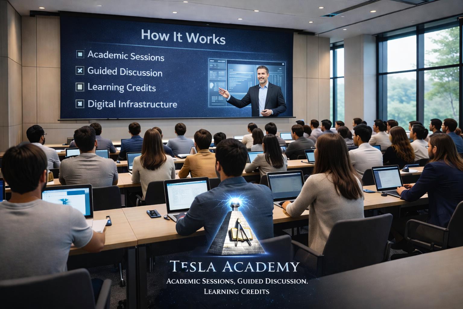 Students attending an academic session