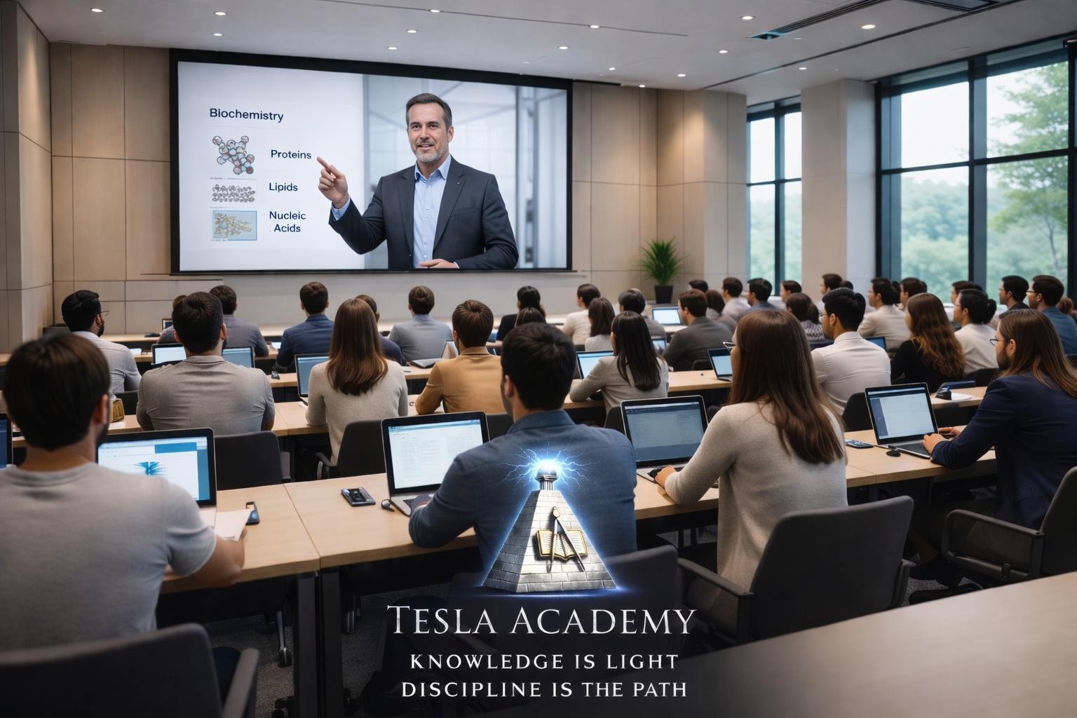 Remote professor speaking to an Education Hall classroom